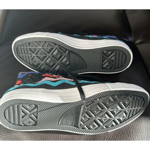 Converse Chuck Taylor All Star Hi Black University Red Women's Sz 9 Chevron New - Picture 6 of 8